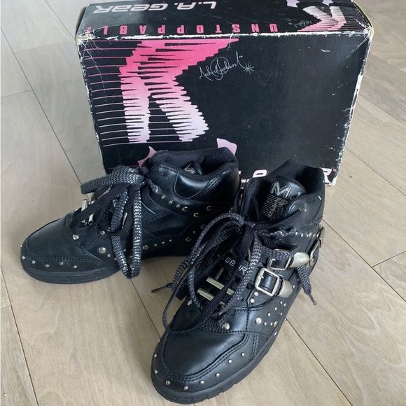 90s BLACK L.A. Gear Michael Jackson BILLIE JEAN Sneakers Women's Size US 7 1/2 - Picture 3 of 9